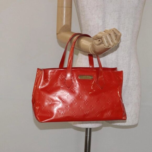 LOUIS VUITTON Vernis Wilshire PM Hand Bag Orenge Sunset - Picture 1 of 15